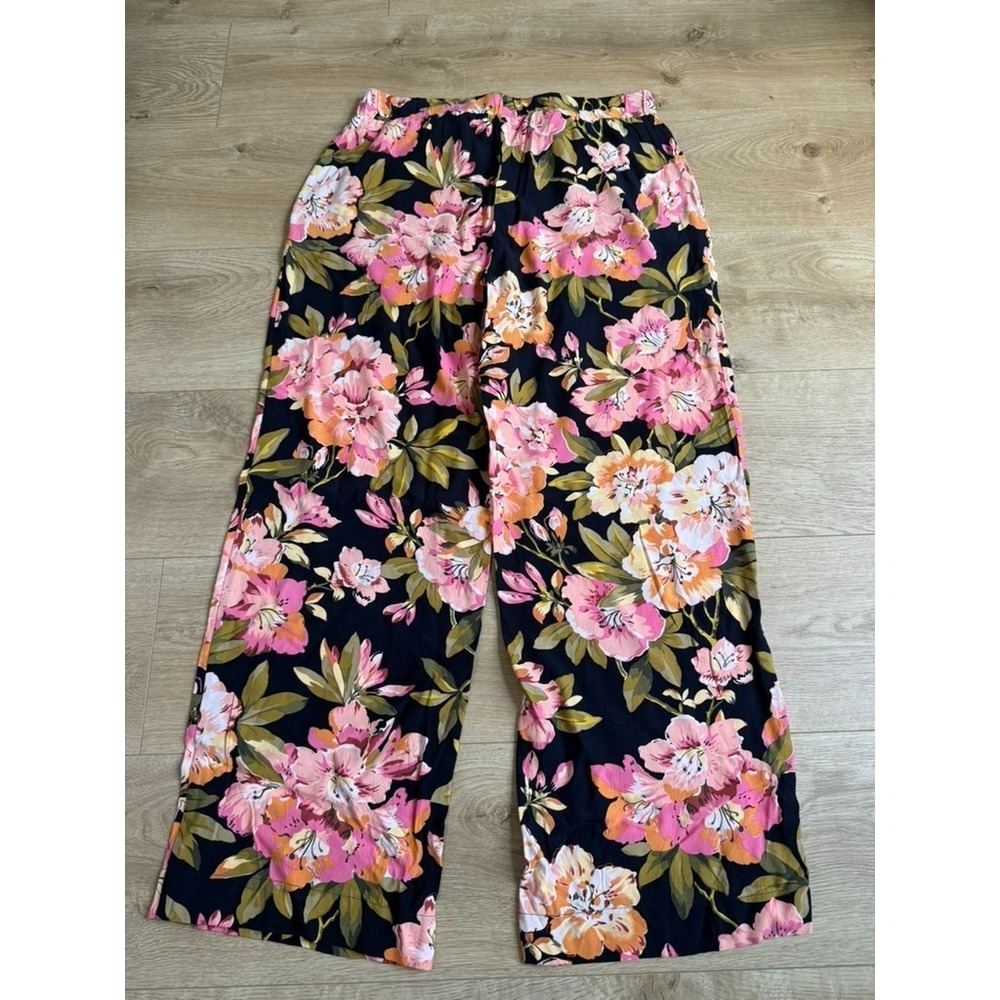 NWOT Ann Taylor Loft Wide Leg Botanical Floral Flowy Pants boho coastal size S - Picture 3 of 11